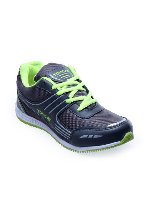 grey & green faux leather sport shoes - 11487381 - Very Small Image - 1