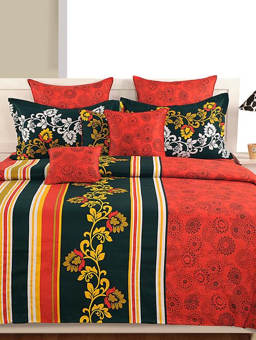 multicolour printed satin weave cotton double bed sheet - 1148755 - Very Small Image - 1