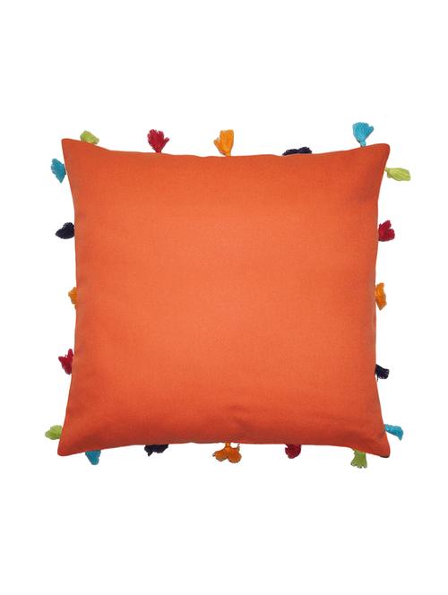 solid orange tassel embellished cotton cushion cover - 11488011 - Very Small Image - 1