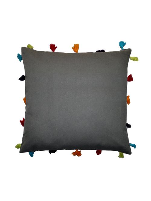 solid grey tassel embellished cotton cushion cover - 11488014 - Very Small Image - 1