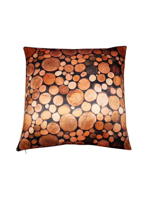 Brown Printed Polysilk Cushion Cover - 11488034 - Very Small Image - 1