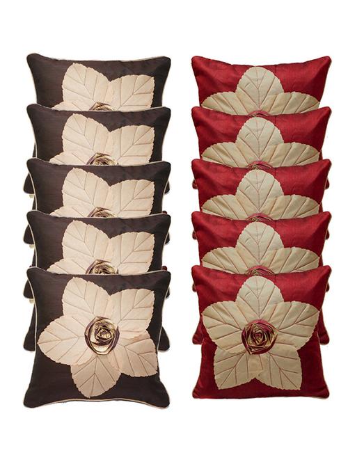 set of 10 multi colored poly silk cushion cover - 11488077 - Very Small Image - 1