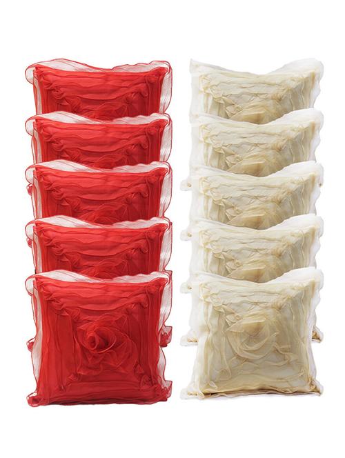set of 10 multi colored poly silk cushion cover - 11488078 - Very Small Image - 1