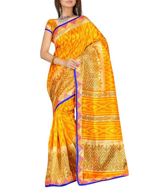 yellow art silk saree with blouse - 11488605 - Very Small Image - 1