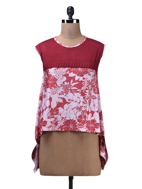 red poly lycra knit high-low top - 1148879 - Very Small Image - 1