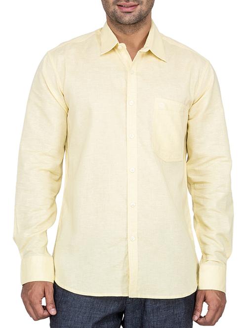yellow linen formal shirt - 11489078 - Very Small Image - 1