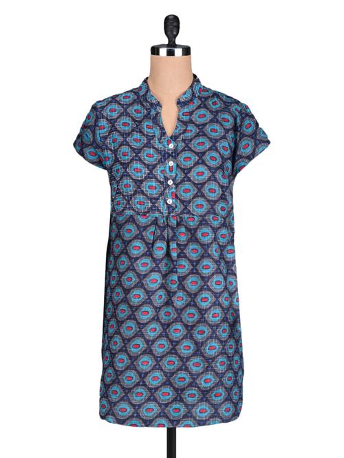 blue  printed cotton kurti - 1149476 - Very Small Image - 1