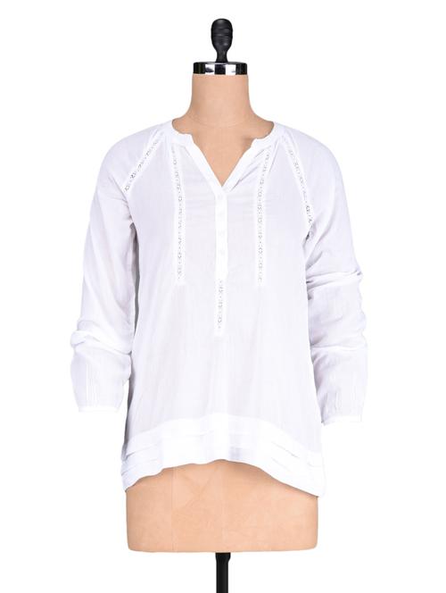 white  plain funnel neck cotton expo top - 1149477 - Very Small Image - 1