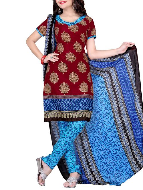 red crepe dress material - 11498322 - Very Small Image - 1