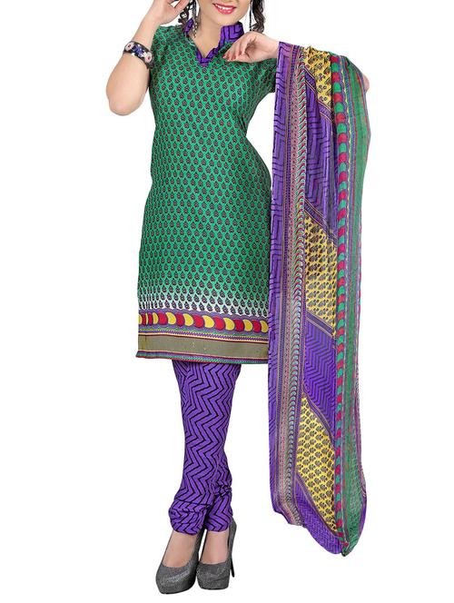 crepe green dress material - 11498345 - Very Small Image - 1