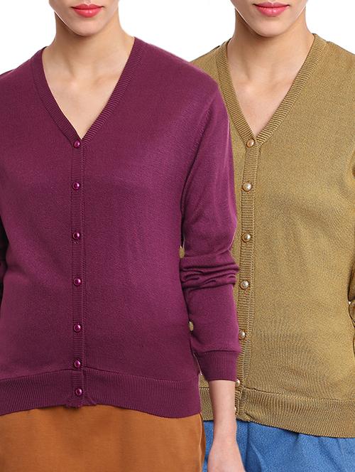 set of 2 multi color woolen cardigan - 11504489 - Very Small Image - 1