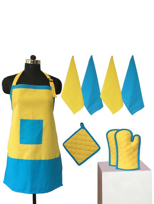 lushomes cotton bachelor button and lemon chrome bi-color apron set (8 pcs) - 11505134 - Very Small Image - 1