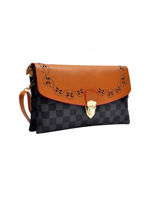 black leatherette check print sling bag - 11508231 - Very Small Image - 1