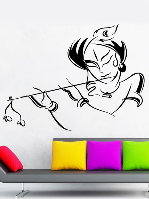 lord krishna black leatherette wall sticker - 11509913 - Very Small Image - 1
