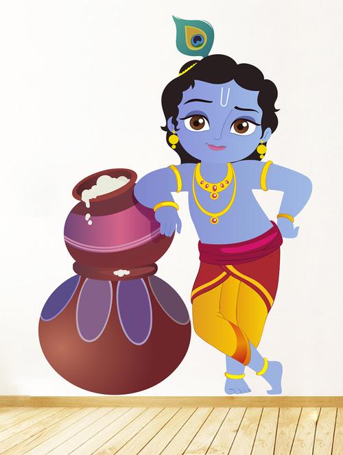 lord krishna multi colored leatherette  sticker - 11509938 - Very Small Image - 1