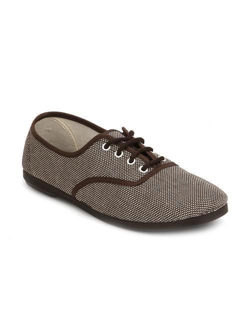 brown lace up canvas casual shoe - 11510032 - Very Small Image - 1