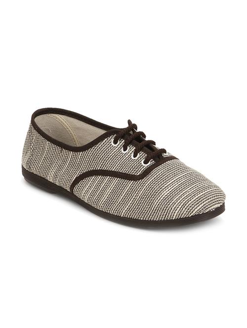 brown lace up canvas casual shoe - 11510033 - Very Small Image - 1