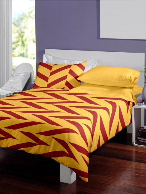 dreamscape 140tc 100% cotton yellow geometric single bedsheet set - 1151175 - Very Small Image - 1