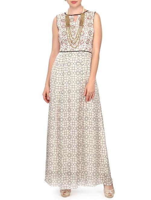 white pure silk maxi dress - 11512098 - Very Small Image - 1