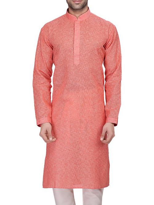 red cotton long kurta pyjama set - 11513711 - Very Small Image - 1