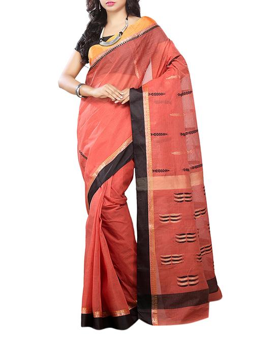 red cotton handloom saree - 11516558 - Very Small Image - 1