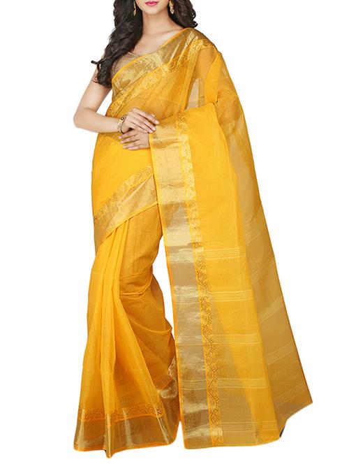 yellow cotton handloom saree - 11516687 - Very Small Image - 1