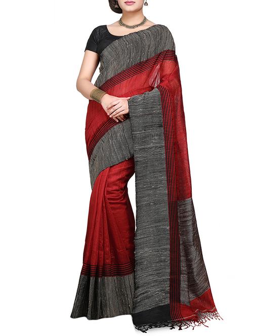 red silk handloom saree - 11516720 - Very Small Image - 1