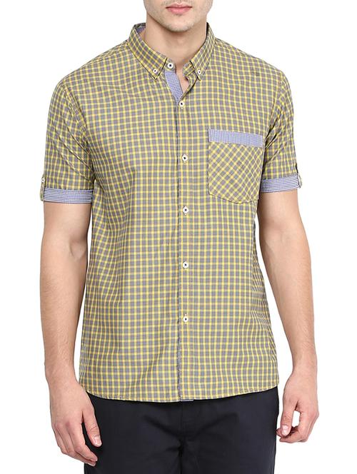 yellow cotton casual shirt - 11517013 - Very Small Image - 1
