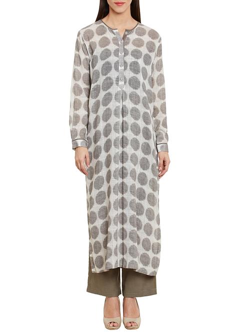 grey printed cotton stitched suit set - 11518390 - Very Small Image - 1