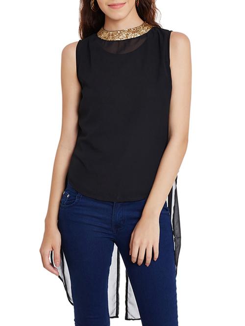 black georgette high low top - 11518919 - Very Small Image - 1