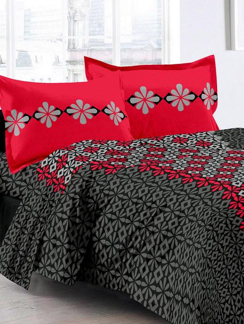 black & abstract design herbal cotton double bedsheet with 2  pillow covers - 11519147 - Very Small Image - 1
