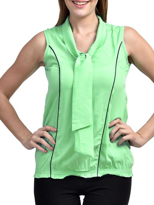 contrast piping detail tie neck top - 11519515 - Very Small Image - 1