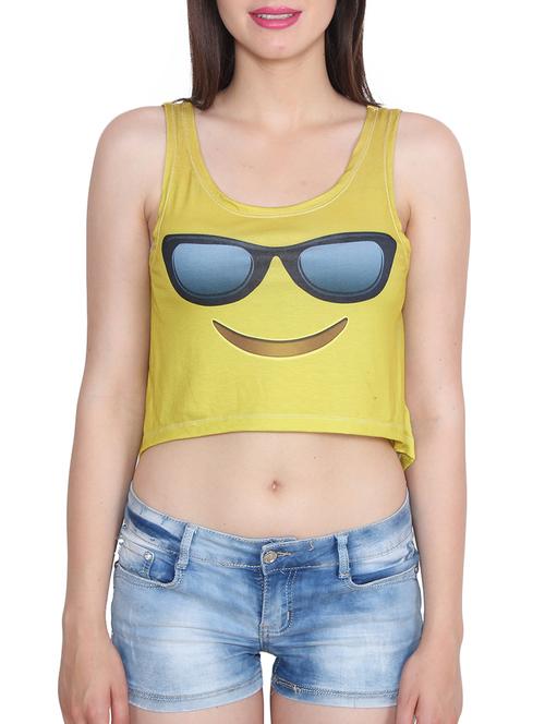 yellow printed crop top - 11525142 - Very Small Image - 1