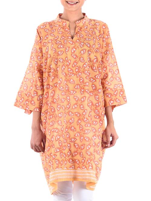 yellow printed cotton tunic - 11527306 - Very Small Image - 1