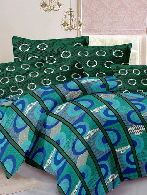cotton stripes blue double bedsheet with 2 pillow covers - 11530510 - Very Small Image - 1