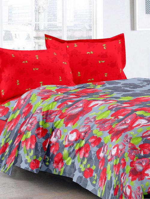 cotton floral multi double bedsheet with 2 pillow covers - 11530539 - Very Small Image - 1