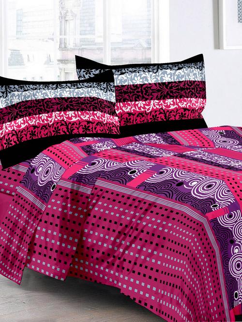 cotton traditional pink double bedsheet with 2 pillow covers - 11530550 - Very Small Image - 1