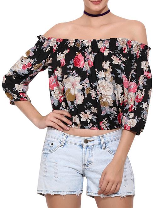 black off shoulder balloon top - 11532423 - Very Small Image - 1