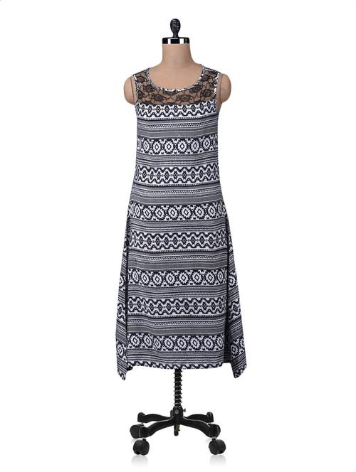 monochrome printed lacy midi dress - 1153469 - Very Small Image - 1