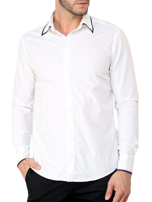 white solid casual shirt - 11536254 - Very Small Image - 1