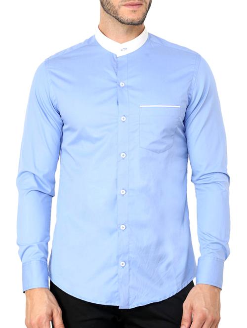blue cotton casual shirt - 11536259 - Very Small Image - 1