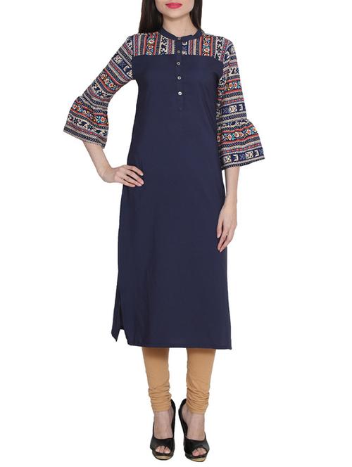 blue crepe kurti - 11539493 - Very Small Image - 1