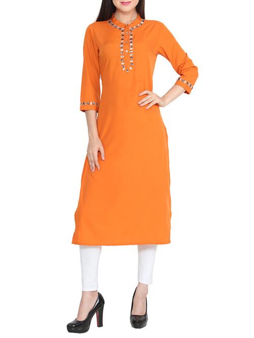 orange crepe kurta - 11539514 - Very Small Image - 1