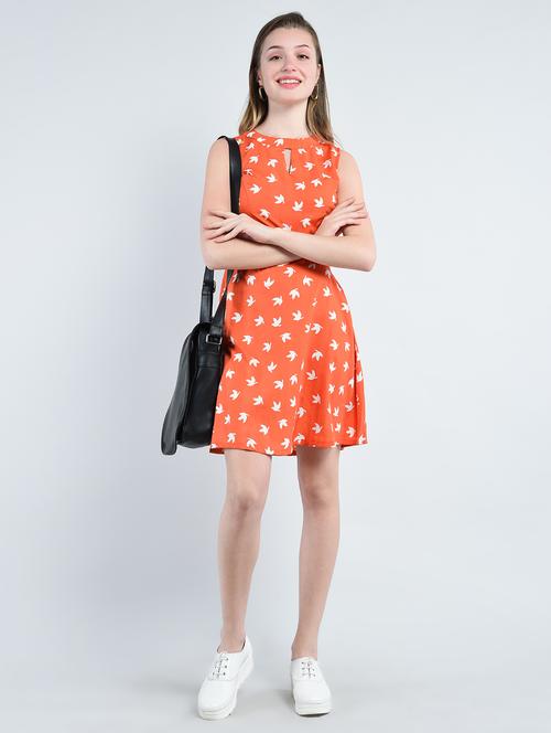 red crepe fit & flare dress - 11540476 - Very Small Image - 1