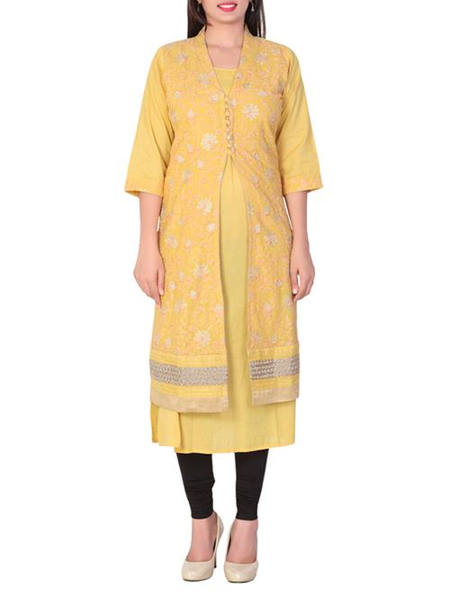 yellow cotton kurti - 11541957 - Very Small Image - 1