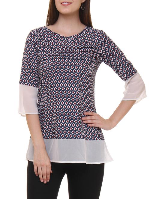 grey printed poly crepe top - 11543135 - Very Small Image - 1