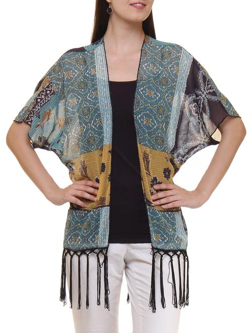 grey printed georgette shrug - 11543162 - Very Small Image - 1