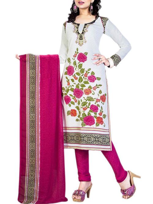 white faux crepe dress material - 11545595 - Very Small Image - 1