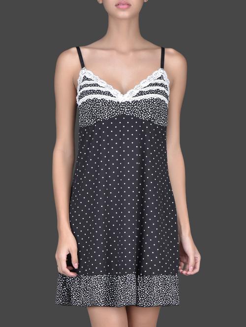 lacy bust polka dot printed baby doll - 1154590 - Very Small Image - 1