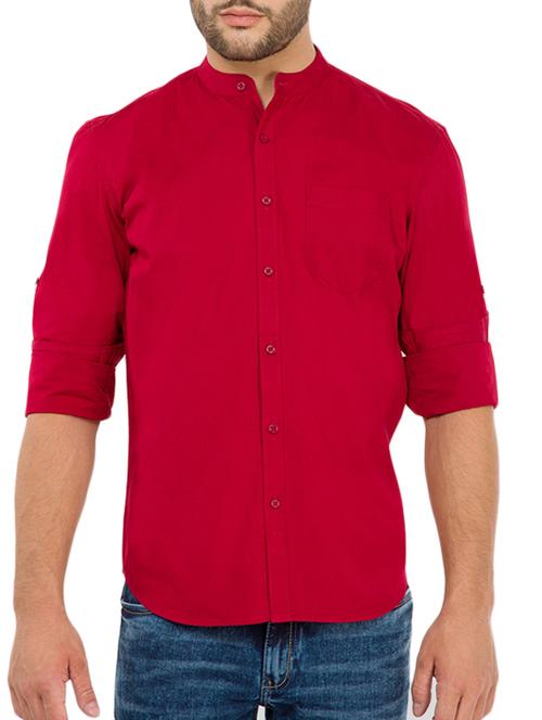 red cotton casual shirt - 11555152 - Very Small Image - 1